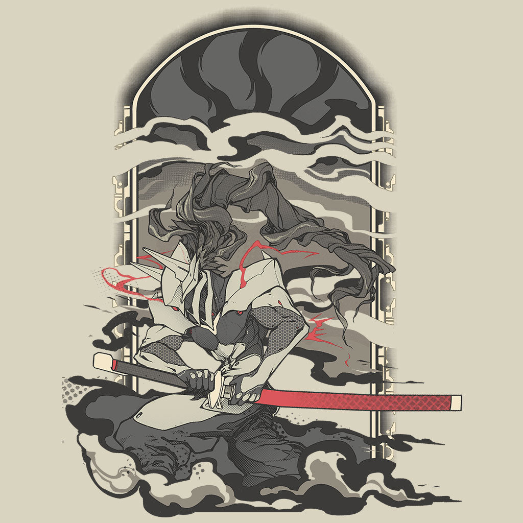 Visual Artwork of the Hakumen Blazblue shirt by Eighty Sixed.