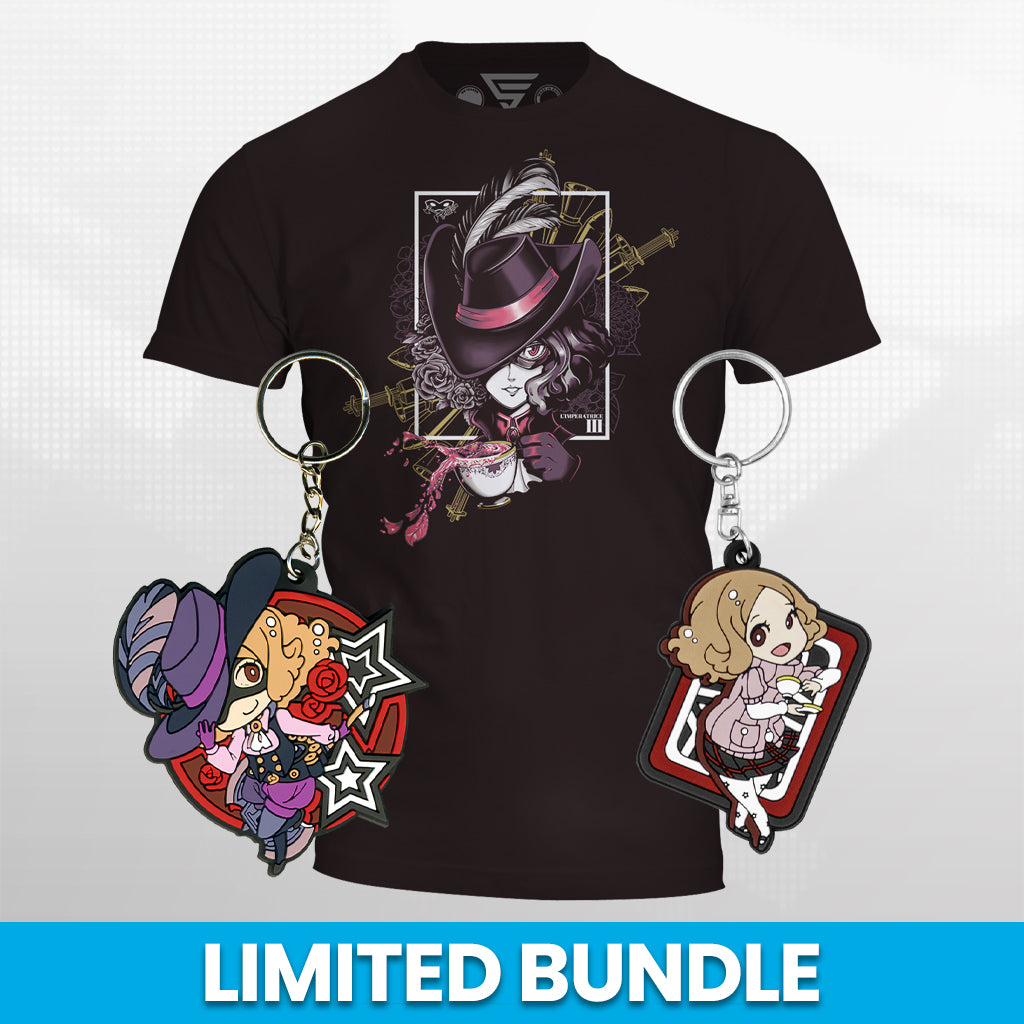 Persona 5 - Noir shirt, Haru Keychain and Noir Keychain Bundle