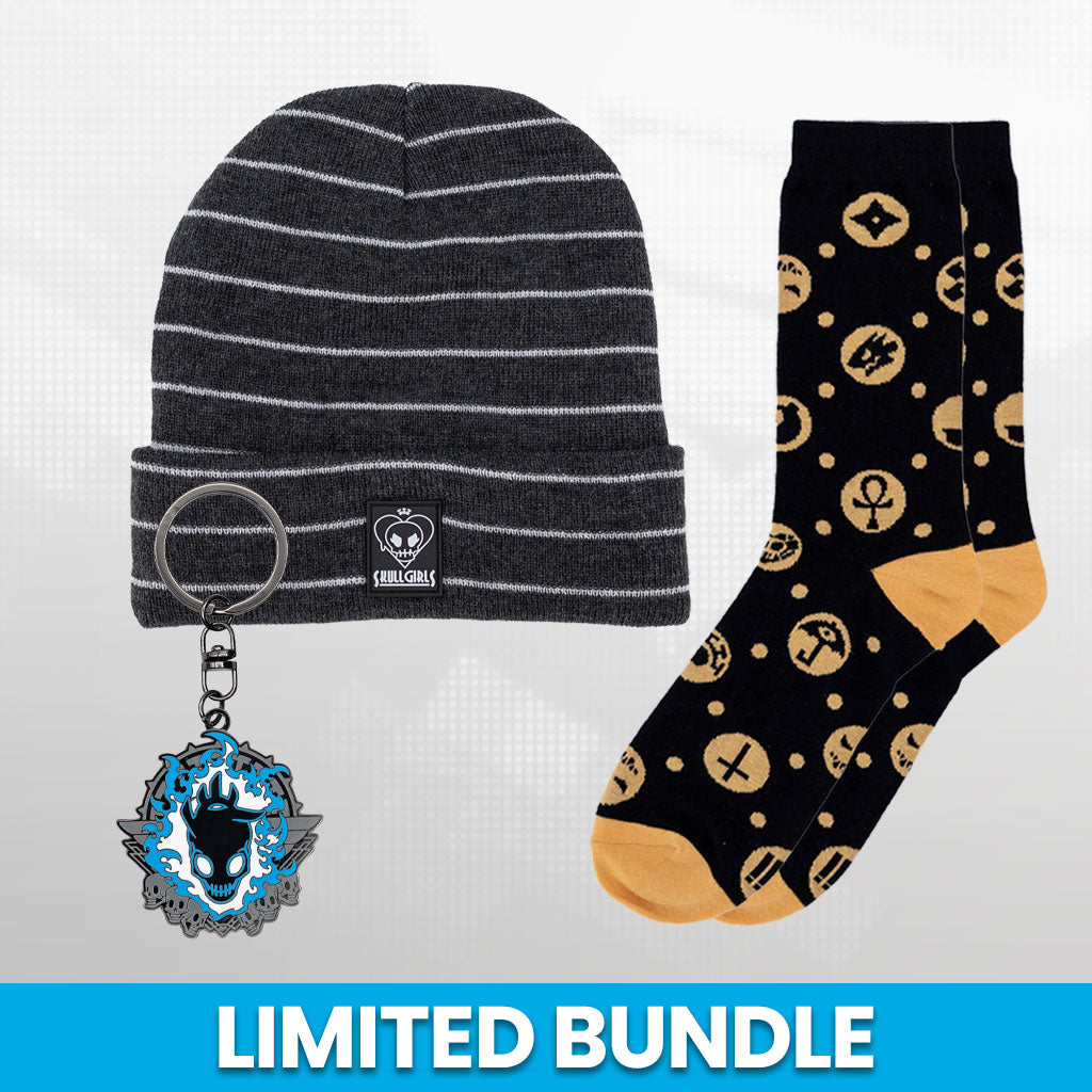 Sigil Socks, Pinstripe Beanie &amp; Skull Heart Keychain Bundle