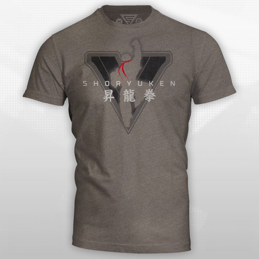 This grey shirt features the iconic Shoryuken by Street Fighter&#39;s Ryu