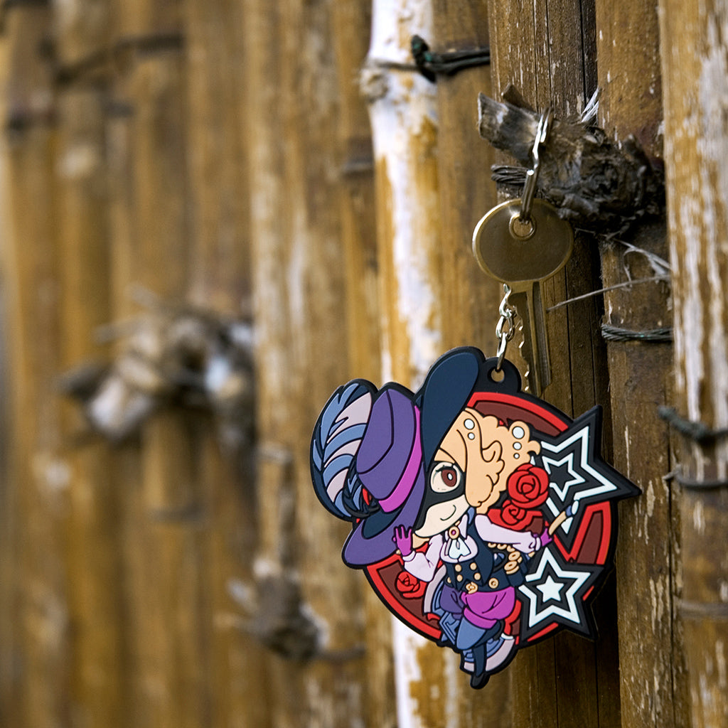 Persona 5 - Noir Keychain hanging on a fence